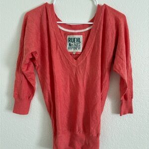RUEHL NO. 925 Greenwich St. V-Neck LS Cashmere Knit Sweater Preppy Minimalist‎